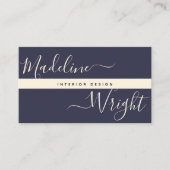 Modern Highlight | Script Navy Ivory Luxury Visitekaartje (Voorkant)