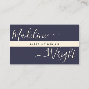 Modern Highlight   Script Navy Ivory Luxury Visitekaartje