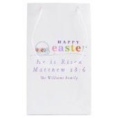 Modern Hij is verrezen Pastel Happy Easter Egg Bas Klein Cadeauzakje (Achterkant)