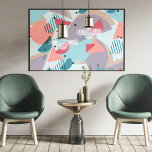 Modern Hip Abstract Geometric 50s Art Pattern Poster<br><div class="desc">Classy, pret en hedendaags roze, koraalzwart oranje, blauwgroen blauw groene abstracte geometrische driehoeken, polka dots, strepen en halve cirkels mozaïekpatroon op een pastelkleurige achtergrond. Stijlvolle originele en koele cover voor trendbarige en kunstliefhebbende heuptrendsetter, trendy look style motuf lover. Verkrijgbaar op een aantal moderne muurafscheidingsaccenten voor thuisgebruik voor de decoratie van...</div>