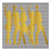 Modern Hip Hop Dance Girls Stripes Black White Poster (Voorkant)