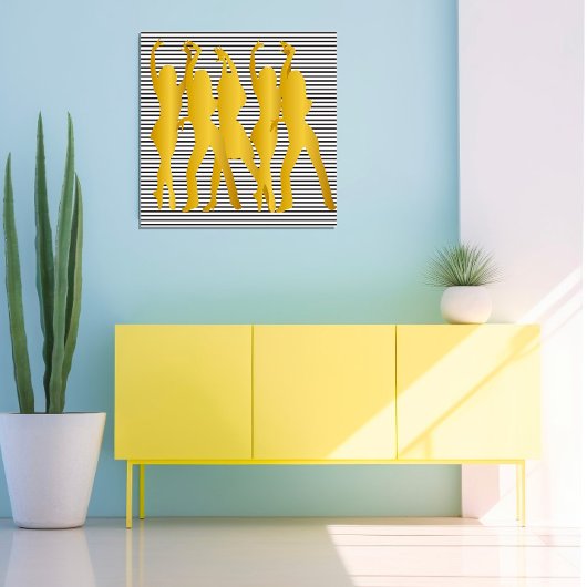 Modern Hip Hop Dance Girls Stripes Black White Poster