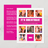 Modern Hip Roze & Wit 9 Foto Flat Holiday Kaart (Voorkant / Achterkant)