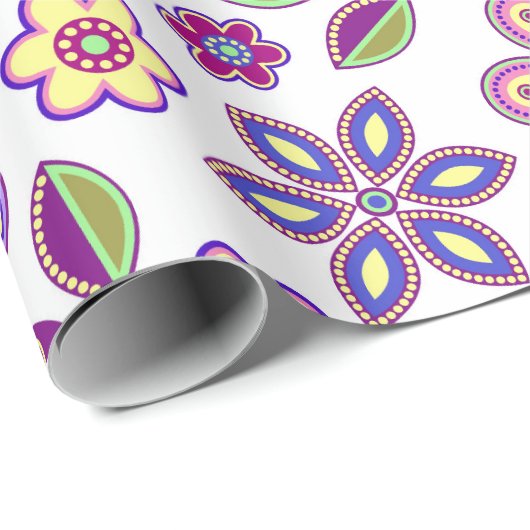 Modern Hippie Floral Pattern | Botanisch Cadeaupapier (Rol Hoek)