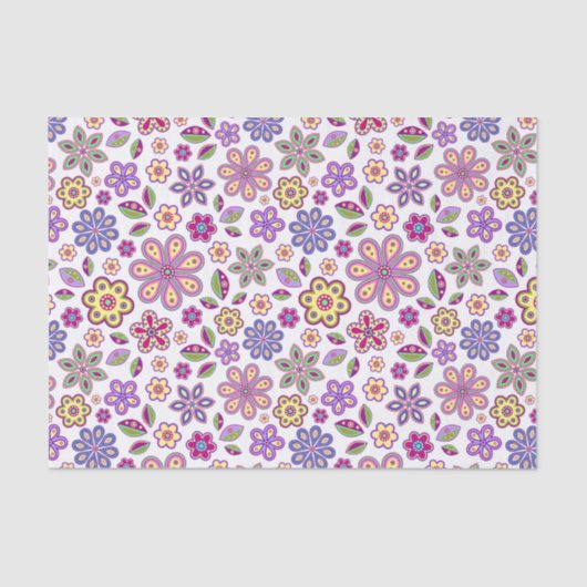 Modern Hippie Floral Pattern | Botanisch Tissuepapier (Voorkant)