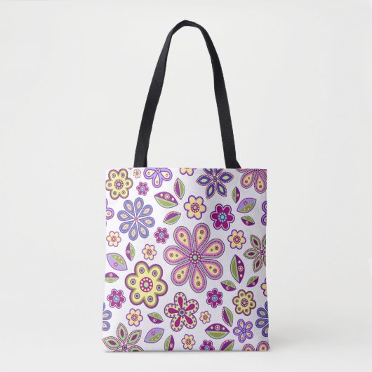 Modern Hippie Floral Pattern | Botanisch Tote Bag (Voorkant)