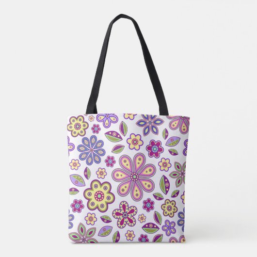 Modern Hippie Floral Pattern | Botanisch Tote Bag (Achterkant)