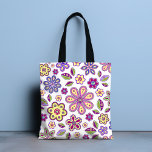 Modern Hippie Floral Pattern | Botanisch Tote Bag<br><div class="desc">Dit moderne ontwerp heeft een verscheidenheid aan leuke bloemenelementen. #modern #hippie #floral #flowers #botanical #trendy #trending #style #stylish #design #designer #blooms #blossoms #popular #mode #fashionable #home #kantoor #work #school #gifts #paarsste tas accessoire vakantie #pink #yellow #green #white #girly #chic #bags #totebags #handbags #beach #vacation</div>