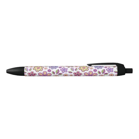 Modern Hippie Floral Pattern | Botanisch Zwarte Inkt Pen (Bovenkant)