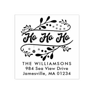 Modern Ho Ho en Holly Retouradres Rubberstempel
