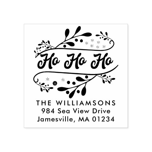 Modern Ho Ho en Holly Retouradres Rubberstempel (Afrduk)