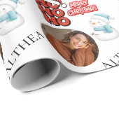Modern Ho Ho Ho One foto Naam Vrolijk Kerstfeest Cadeaupapier (Rol Hoek)