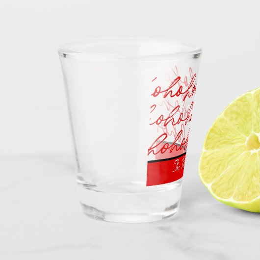 Modern Ho Ho Ho Rood en wit kerstpatroon Shot Glas (Links)