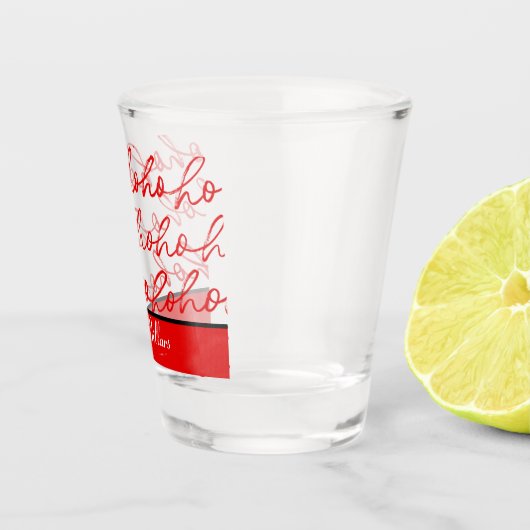 Modern Ho Ho Ho Rood en wit kerstpatroon Shot Glas (Rechts)