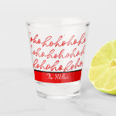 Modern Ho Ho Ho Rood en wit kerstpatroon Shot Glas (Voorkant)