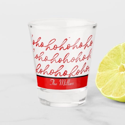 Modern Ho Ho Ho Rood en wit kerstpatroon Shot Glas (Voorkant)