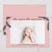 Modern Hoe meer de Merrier Gir Geboorteaankondigin Feestdagenkaart (Voorkant / Achterkant)