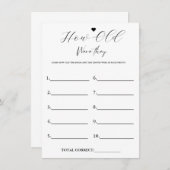 Modern Hoe oud waren ze vrijgezellenfeest Game Kaa Kaart (Voorkant / Achterkant)