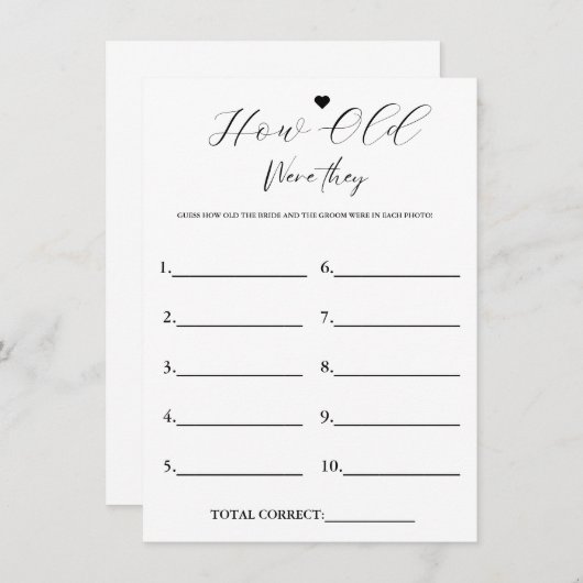 Modern Hoe oud waren ze vrijgezellenfeest Game Kaa Kaart (Voorkant / Achterkant)