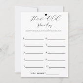 Modern Hoe oud waren ze vrijgezellenfeest Game Kaa Kaart (Voorkant)