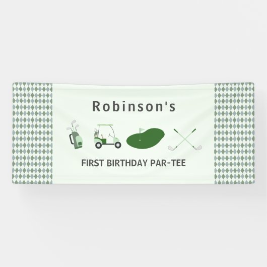 Modern Hole in One golfverjaardag Par-t-shirt Spandoek (Horizontaal)