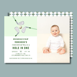 Modern Hole in One Par-t-shirt golf Verjaardagsfot Kaart