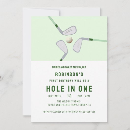 Modern Hole in One Par-t-shirt golfverjaardag Kaart (Voorkant)