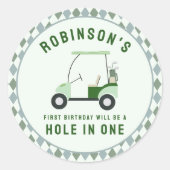 Modern Hole in One Par-t-shirt golfverjaardag Ronde Sticker (Voorkant)