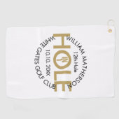 Modern Hole in One Zwart en Goud Golfhanddoek (Horizontaal)