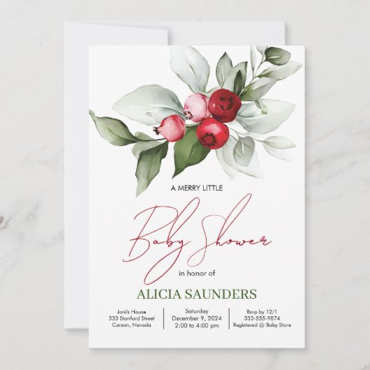 Modern Holiday Baby shower Invitation Kaart (Voorkant)