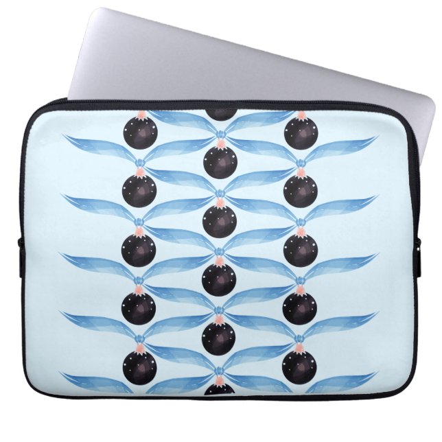 Modern Holiday Black Ornament Pattern Laptop Sleev Laptop Sleeve (Voorkant)