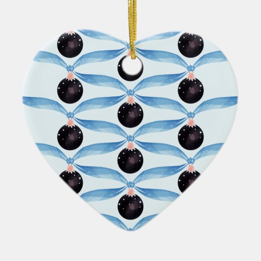 Modern Holiday Blue and Black Ceramic Ornament (Voorkant)