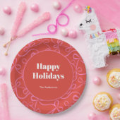 Modern Holiday Bold Red & Pink Ribbon Pattern Papieren Bordje (Feest)