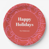 Modern Holiday Bold Red & Pink Ribbon Pattern Papieren Bordje (Voorkant)