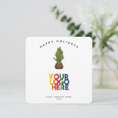 Modern Holiday Business Logo Christmas Tree Kaart (Staand voorkant)