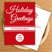 Modern Holiday Card | Upload Logo & Message Feestdagenkaart