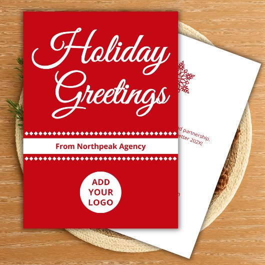 Modern Holiday Card | Upload Logo & Message Feestdagenkaart