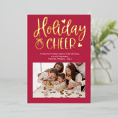 Modern Holiday Cheer Foto Folie Vakantie Kaart (Staand Voorkant)