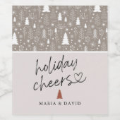 Modern Holiday Cheers Calligrafie op maat Wijn Etiket (Enkel label)