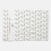 Modern Holiday Christmas Greenery Botanical Berry Theedoek (Horizontaal)