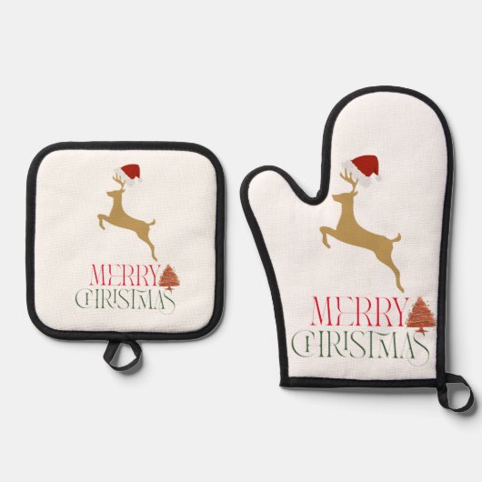 Modern Holiday Christmas Ovenwant & Pannenlap Set (Voorkant)