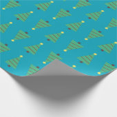 Modern Holiday Christmas Trees on Teal Background Cadeaupapier (Hoek)