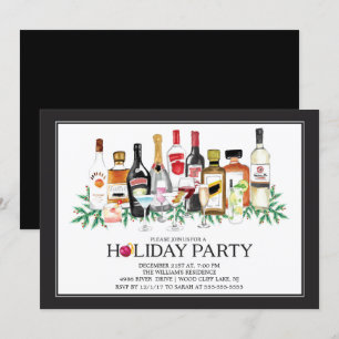 Modern Holiday Cocktail Party Invitation Kaart