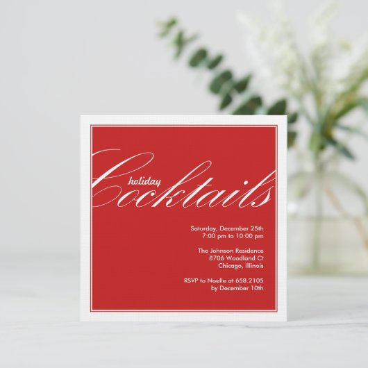 Modern Holiday Cocktail Party Invitation - Rood Kaart (Staand voorkant)