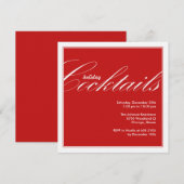 Modern Holiday Cocktail Party Invitation - Rood Kaart (Voorkant / Achterkant)