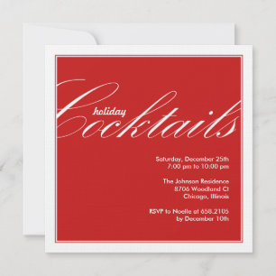 Modern Holiday Cocktail Party Invitation - Rood Kaart