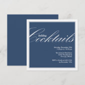 Modern Holiday Cocktail Party Uitnodiging - Blauw (Voorkant / Achterkant)