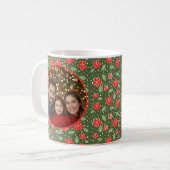 Modern Holiday Floral Personalized Photo Mug Koffiemok (Voorkant links)