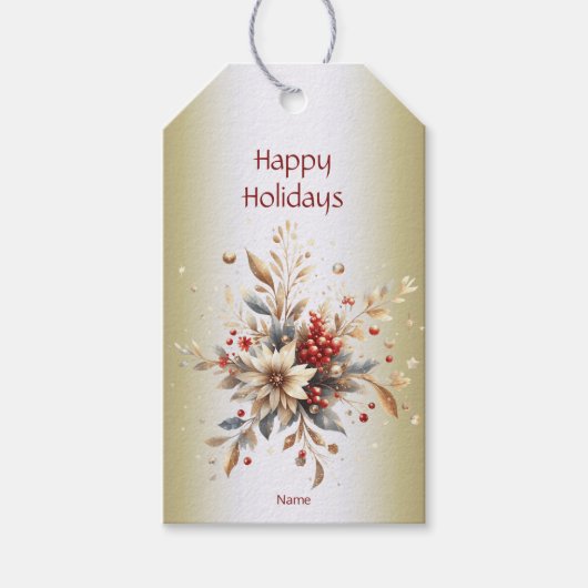 Modern Holiday Flowers Gift Label Cadeaulabel (Voorkant)