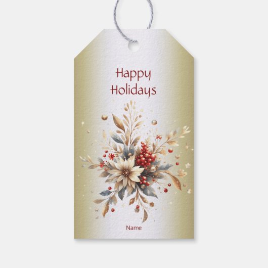 Modern Holiday Flowers Gift Label Cadeaulabel (Achterkant)